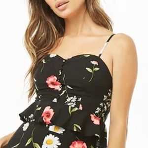 Floral Button Front Cropped Cami